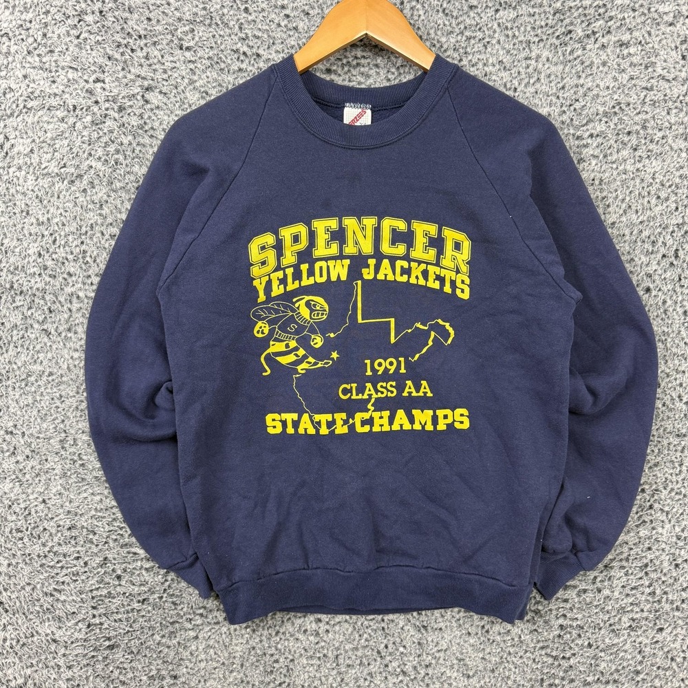 Vintage 90s Spencer HS Yellow Jackets Football Sweatshirt Adult Large USA 1991